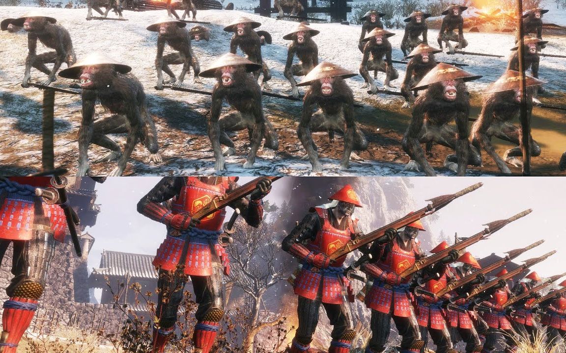 【只狼】中门对狙,100只火枪猴子vs15个赤备军