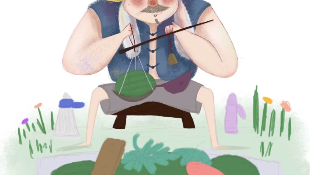 板绘卖西瓜的老爷爷教程