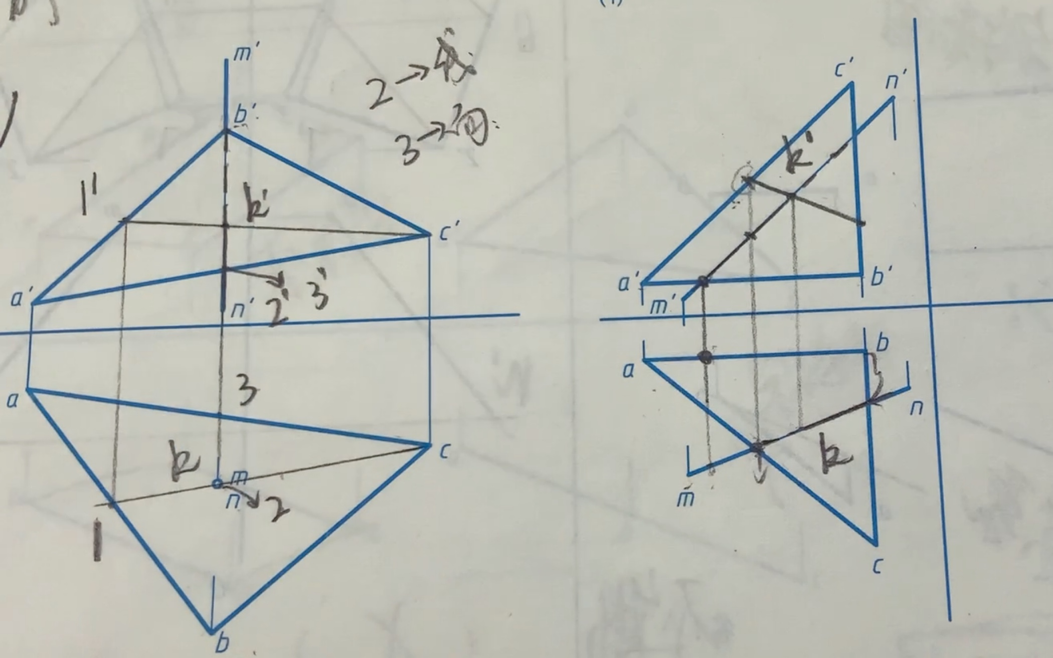 [图]画法几何“线面相交”4-8（1）-（6）题