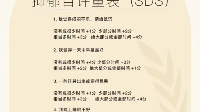 你的抑郁严重吗?分享一个国际常用的测量表,建议大家找个安静的地方,回想一下近两周的情绪状态,然后简单做个题并记录一下自己的得分,图片最后有...