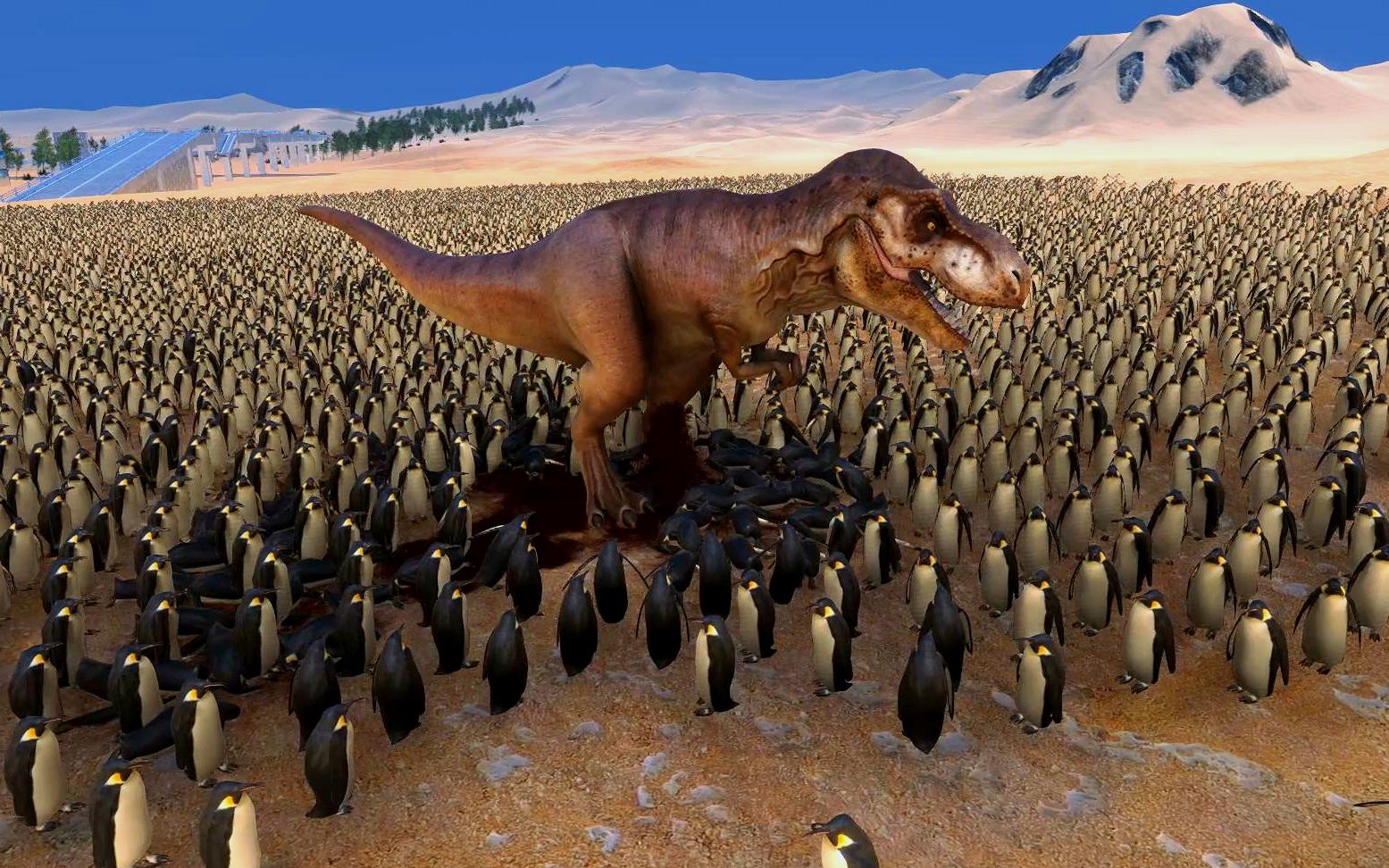 10000只企鹅包围了1头霸王龙,它们能不能撑死这头霸王龙?