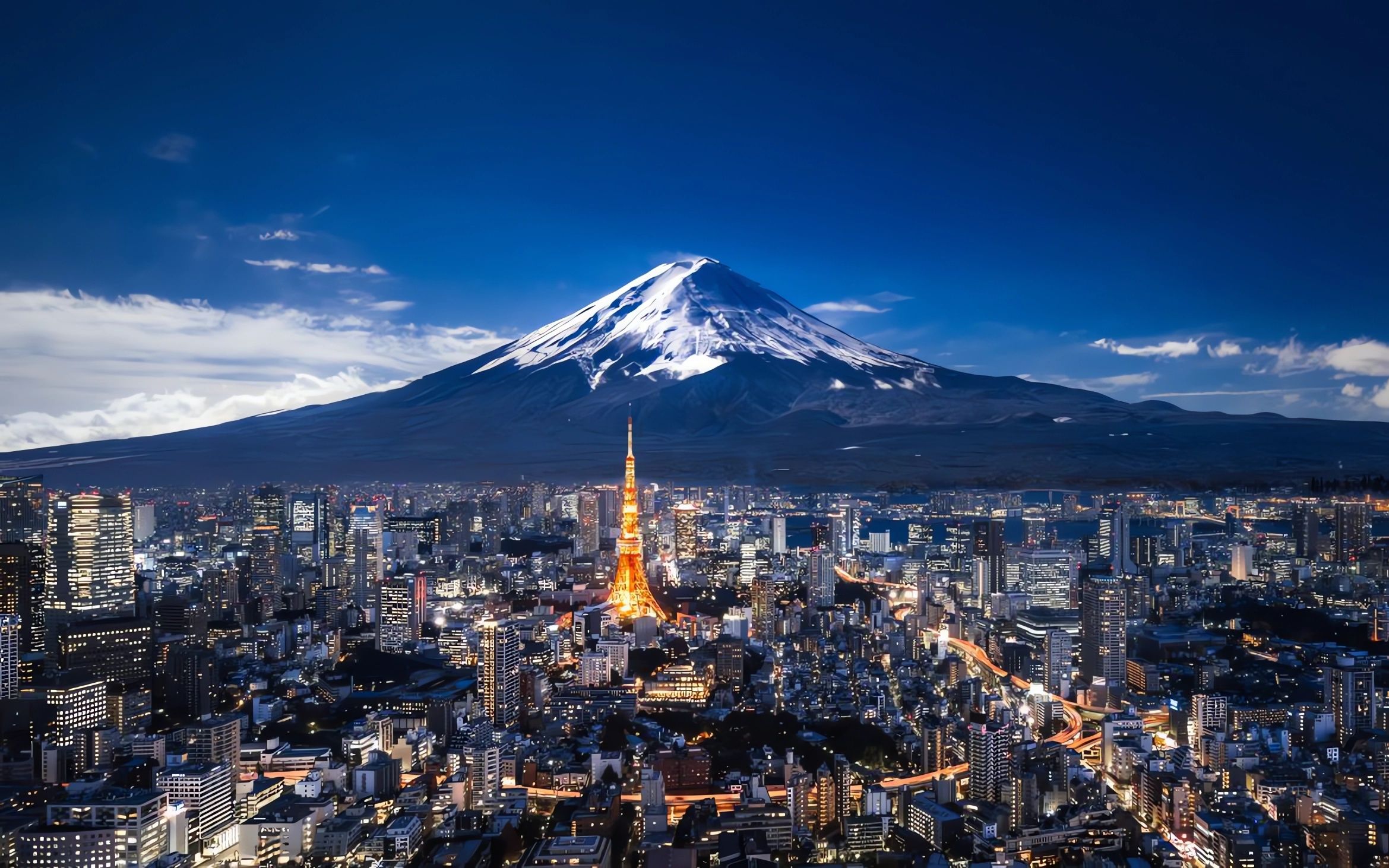 东京城市和富士山