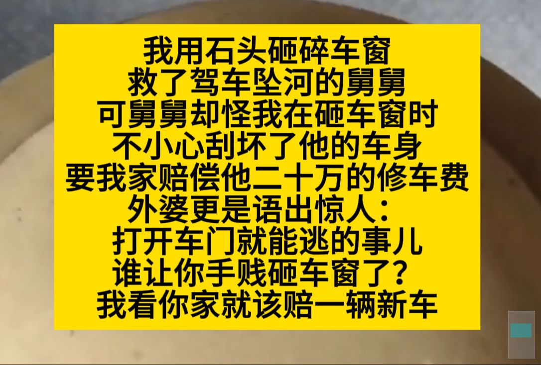 我用石头砸碎车窗,救下了坠河的舅舅,舅舅却怪我刮坏了他的车身,让我赔偿……小说推荐哔哩哔哩bilibili