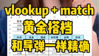 vlookup+Match函数，像导弹一样精准查询