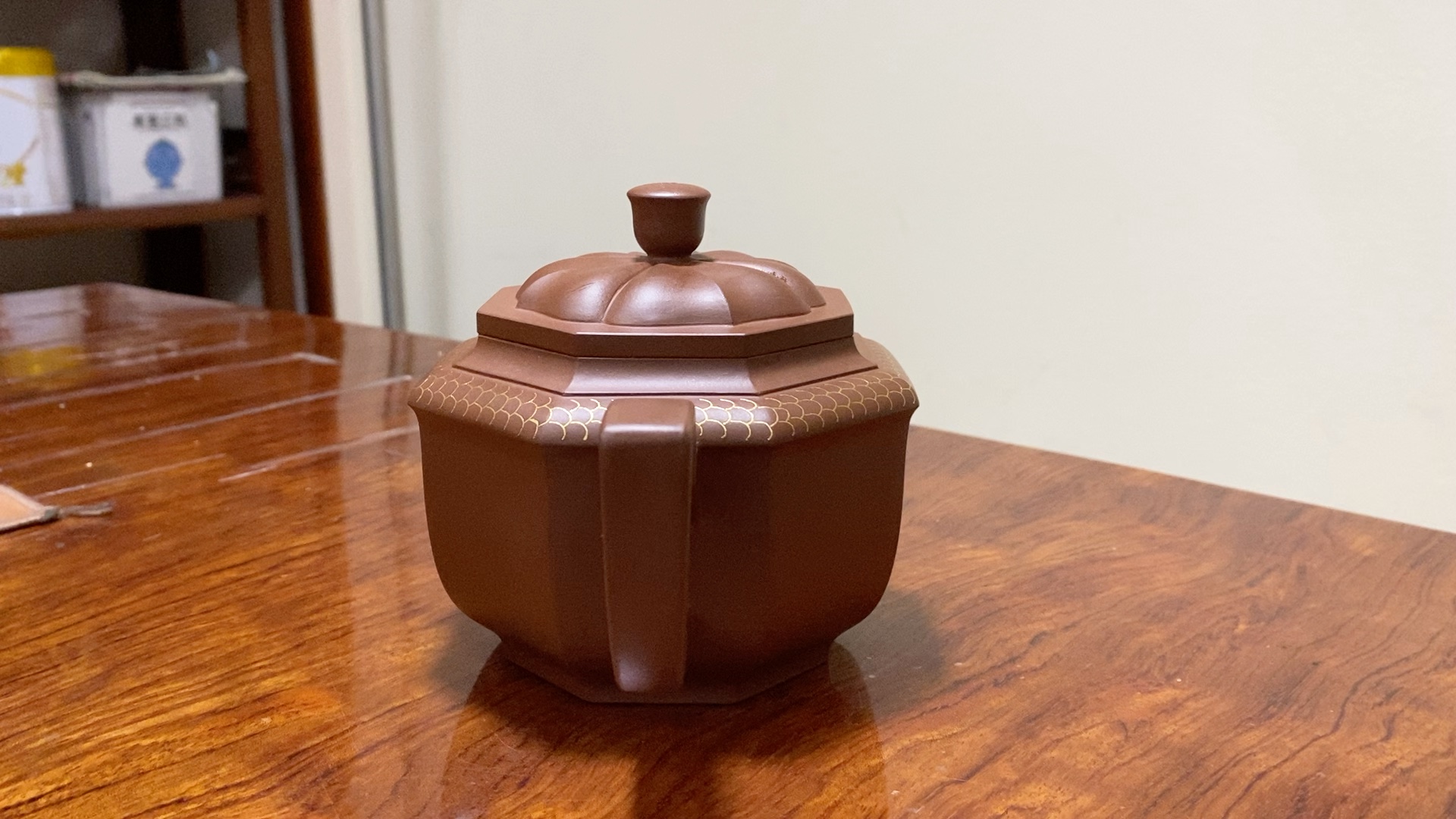 季益顺大师精品高货八面玲珑壶550cc全手工制作,镶金丝喜欢的zisha