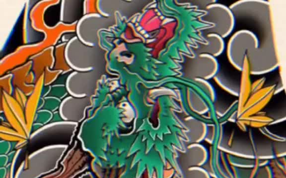 日式老传统七分袖花臂纹身图案手稿 花臂