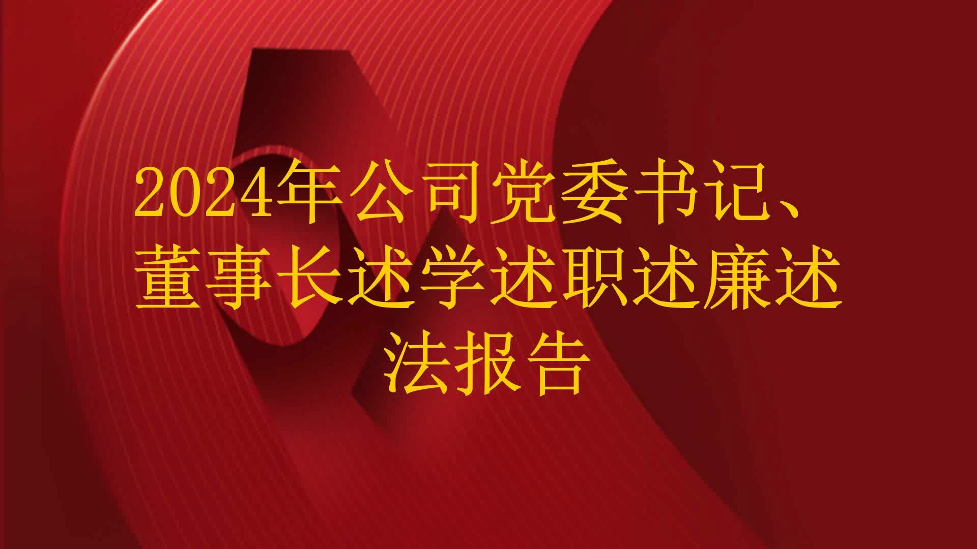 2024年公司党委书记、董事长述学述职述廉述法报告哔哩哔哩bilibili