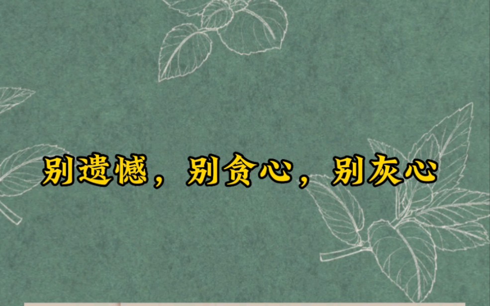 别遗憾,别贪心,别灰心!