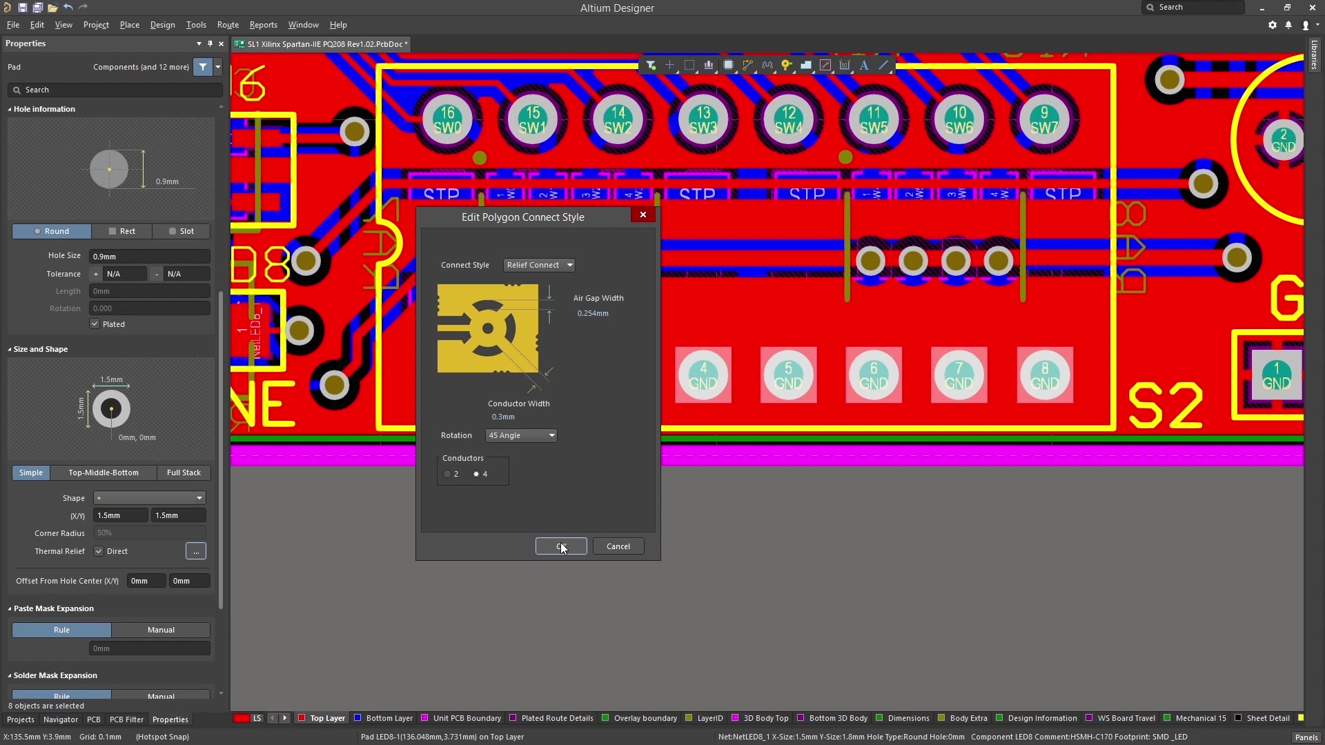 altium designer 焊盘/过孔即时更改十字链接及全连接 PCB设计哔哩哔哩bilibili