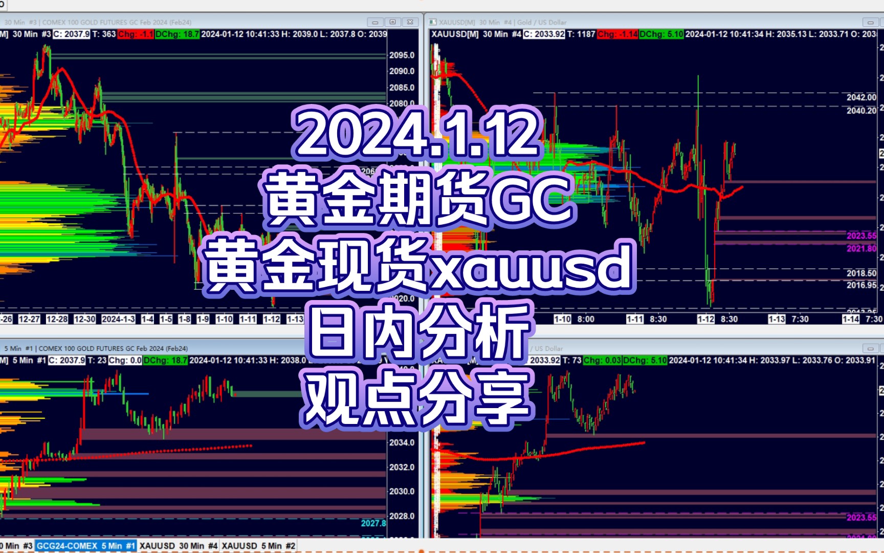 2024.1.12黄金期货GC,黄金现货xauusd 日内分析 观点分享 (订单流交易策略)哔哩哔哩bilibili