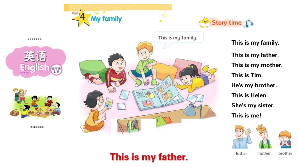 [图]译林版 小学英语三年级上册 Unit4 My family Story time and Cartoon time