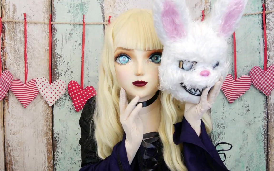 万圣节面具变装浓妆面具小姐姐脱下恐怖兔子面具kig视频小合集nk368