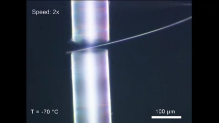 浙大Science,直径从10微米到小于800纳米的单晶冰超细纤维(IMF)生长的冰具有高度的弹性.IMF可逆弯曲至最大应变10.9%,接近理论弹性极限.哔哩...