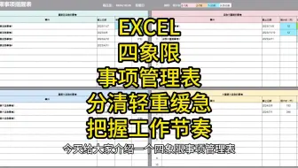 EXCEL四象限事项管理表：分清轻重缓急，把握工作节奏