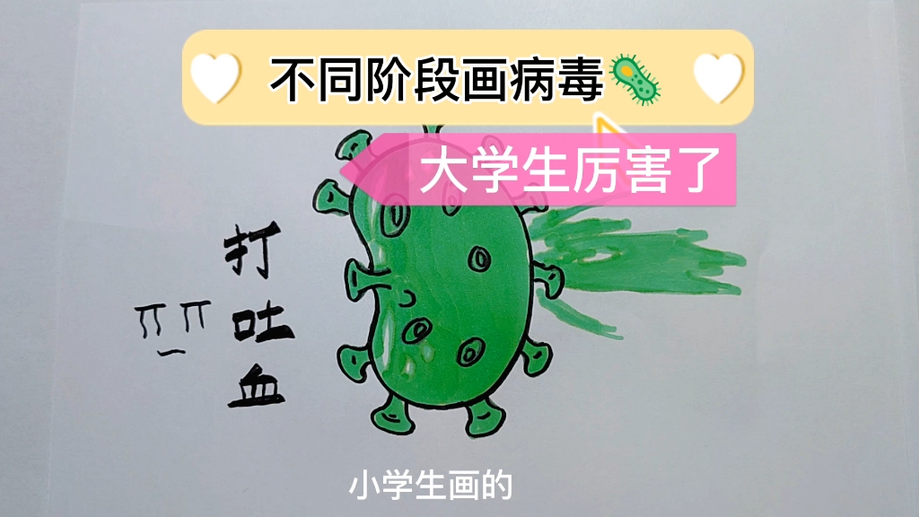 不同年级画的病毒,大学生厉害了!创意简笔画,简笔画,万众一心打败病毒哔哩哔哩bilibili