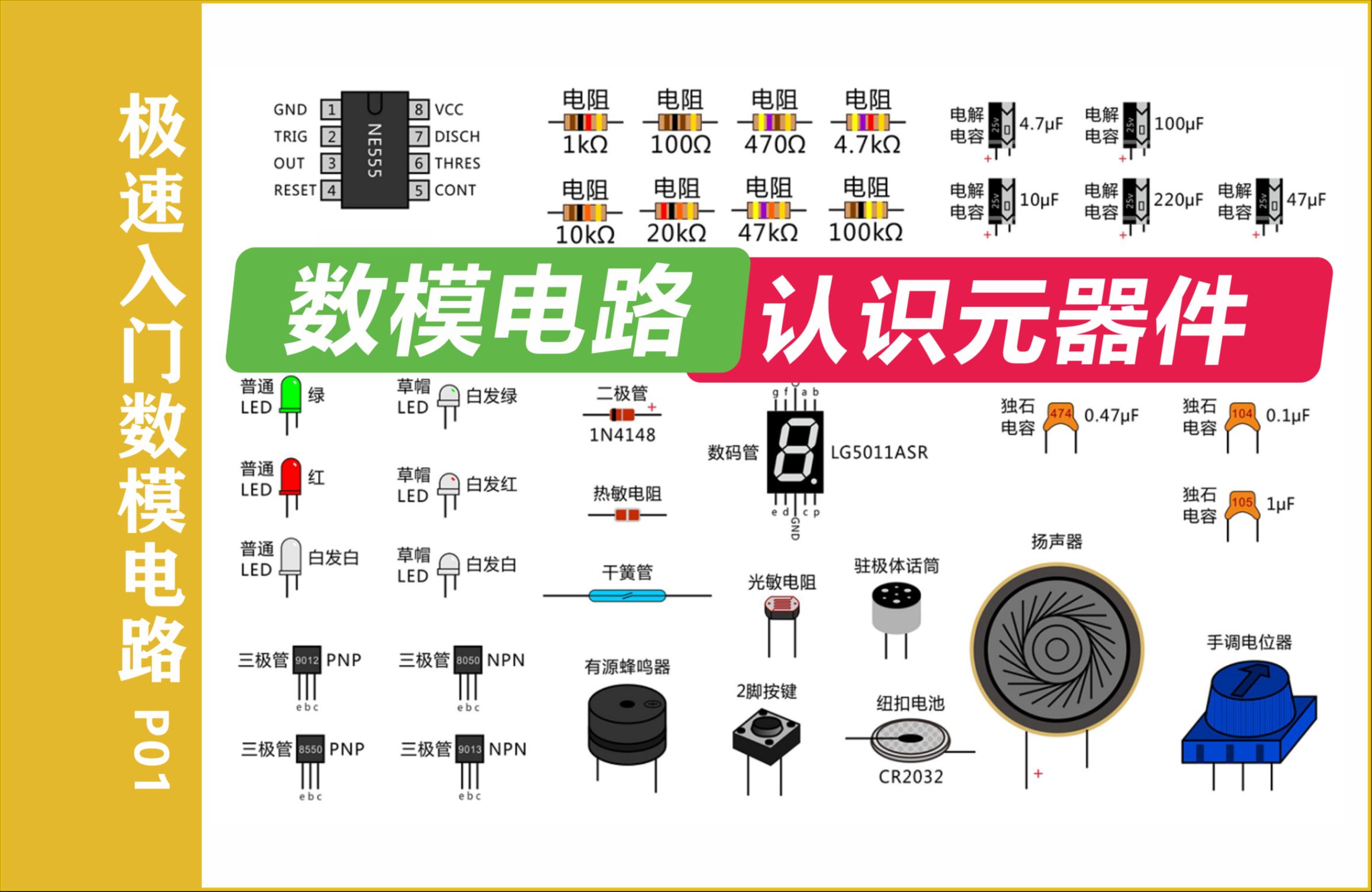 极速入门数模电路 开箱认识电子元器件 全新面包板入门电子制作 P01哔哩哔哩bilibili