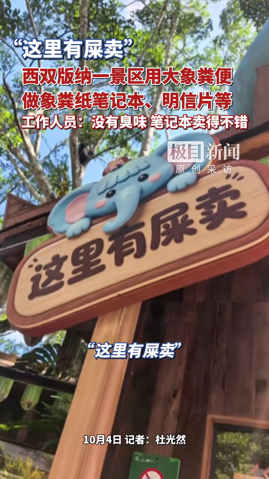 “这里有屎卖”，西双版纳一景区用大象粪便做象粪纸笔记本、明信片等，工作人员：没有臭味，笔记本卖得不错