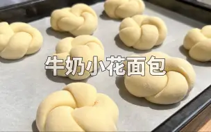 下载视频: 这个牛奶小花面包真好吃，在家制作松软的早餐小面包！