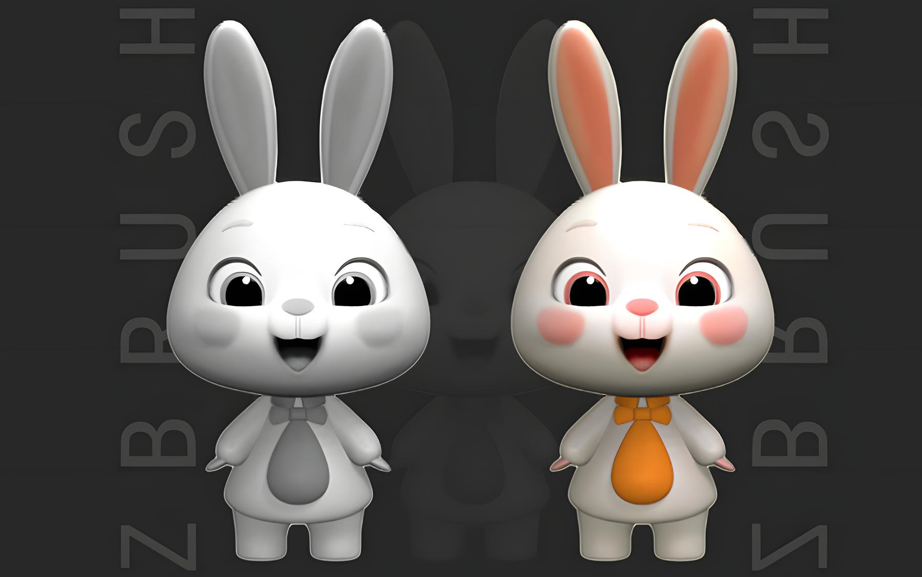 50分钟的小兔子手办案例教会你!zbrush雕刻 keyshot上色渲染