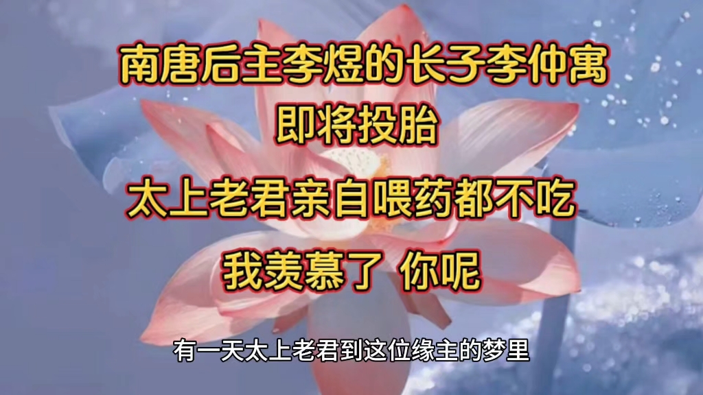 南唐后主李煜的长子李仲寓即将投胎 太上老君亲自喂药都不吃 我羡慕了 你呢哔哩哔哩bilibili