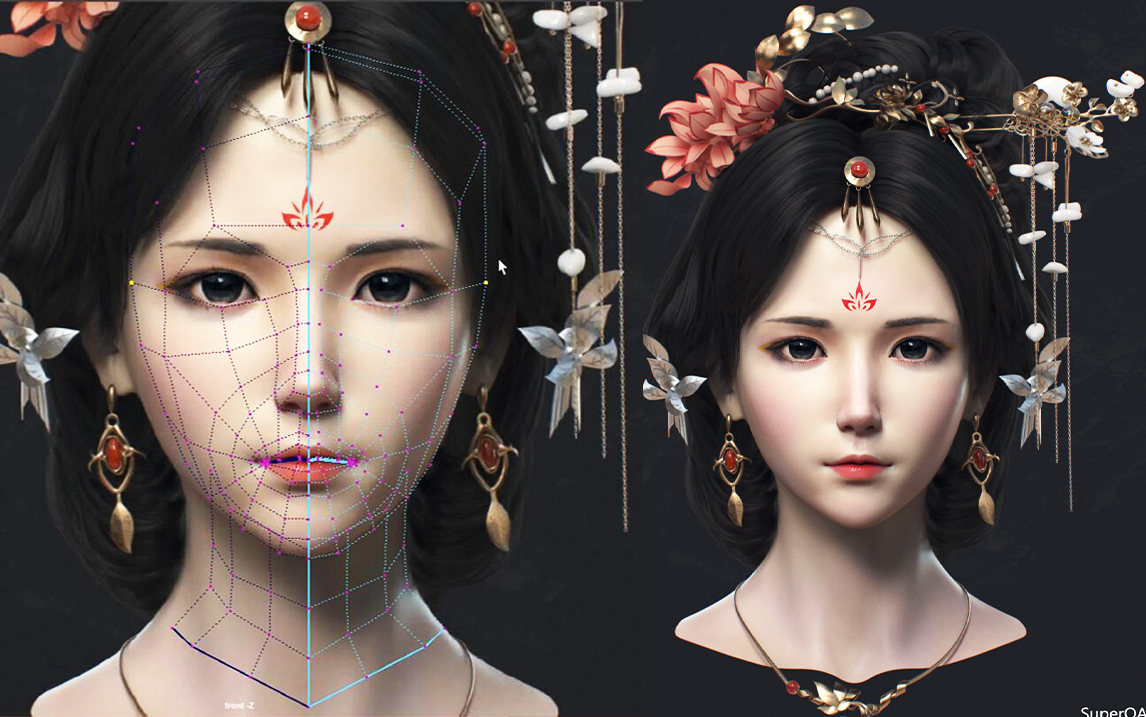 【maya人物建模】古风小姐姐零基础3d人物布线,人头,鼻子,耳朵,眼睛