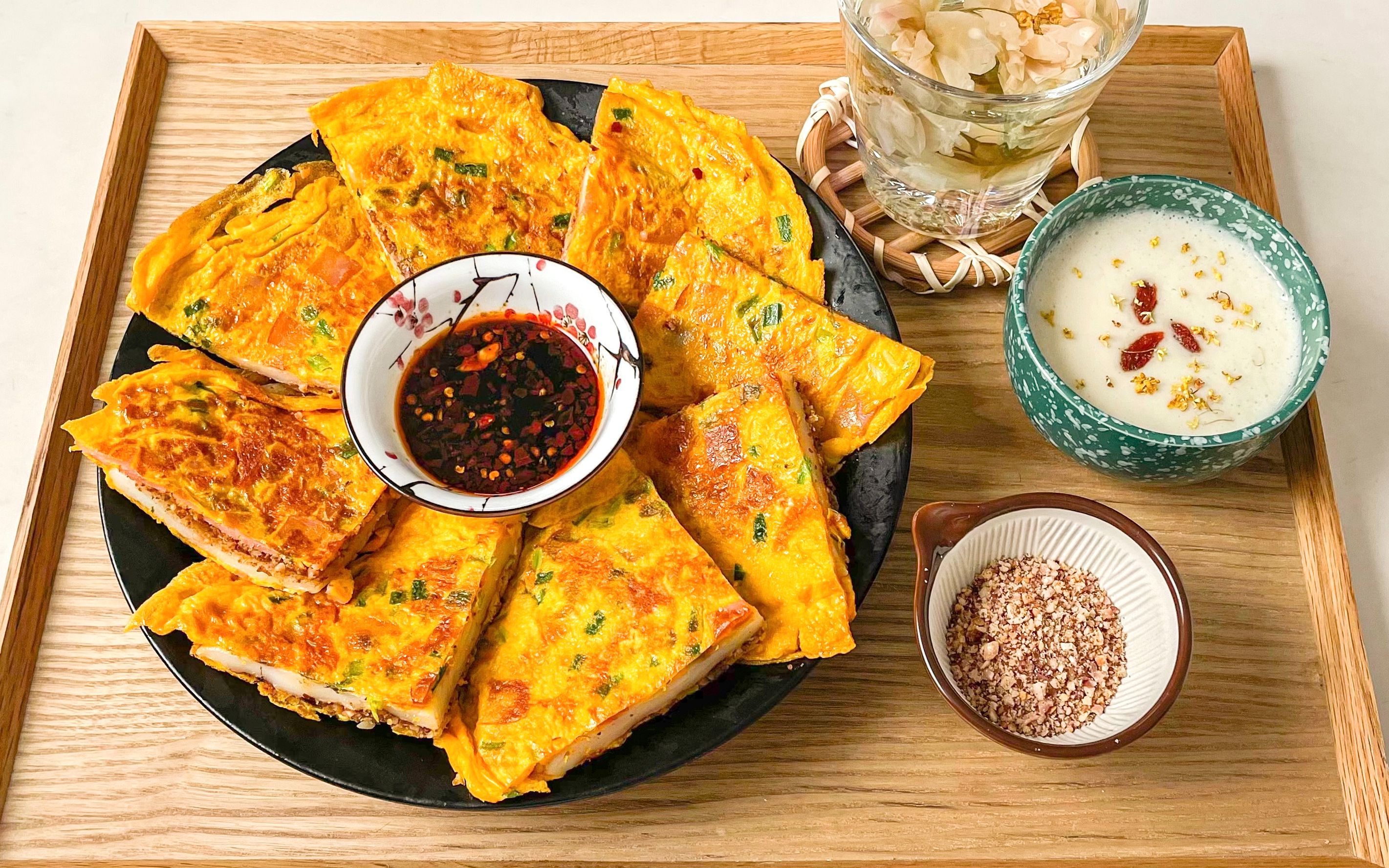 【carolehuyaya】葱香火腿蛋包糍粑&养生美龄粥|营养中式早餐