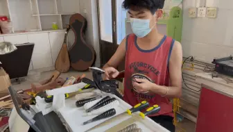 月琴的制作，给紫光檀月琴配黑牛角轴，需要的老师私聊