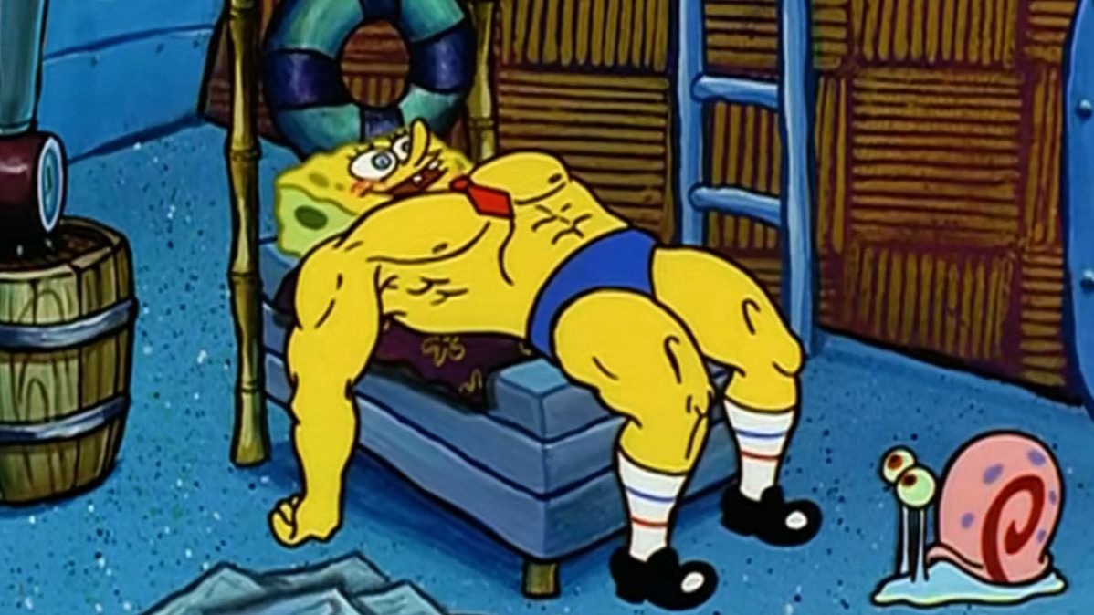 你见过浑身肌肉的海绵宝宝吗?