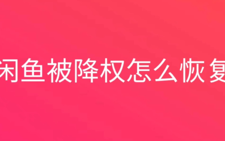 闲鱼被降权了怎么恢复?哔哩哔哩bilibili