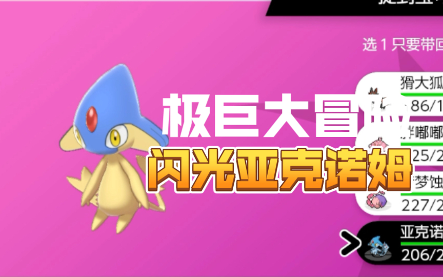 【宝可梦 剑盾】闪光亚克诺姆get!香甜可口的蓝蘑菇