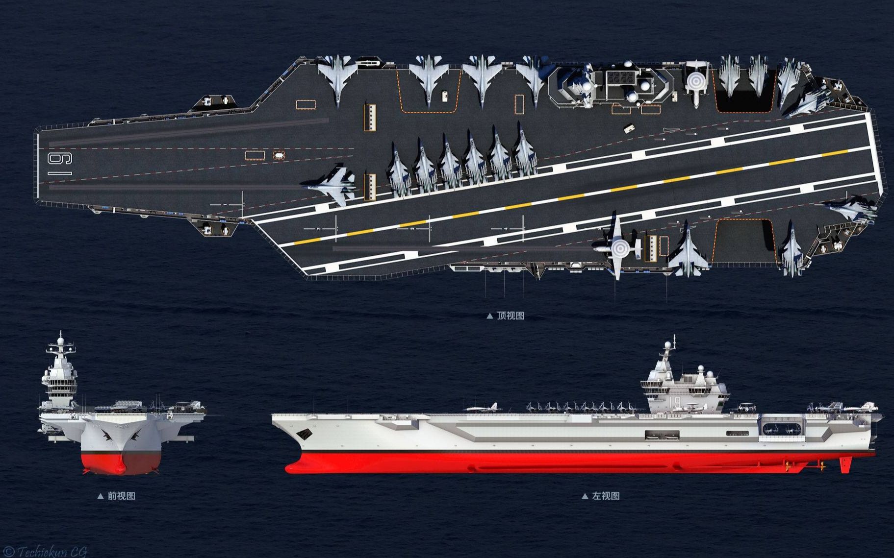 我国003型航母战力爆料,8.万吨加电磁弹射,舰载机70架