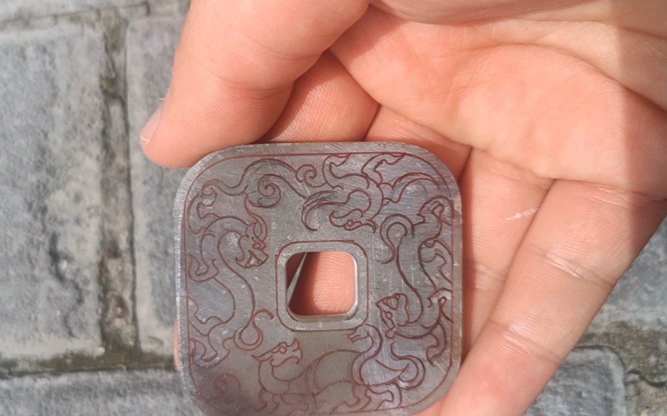 仿古玉雕设计:四象方形玉牌.