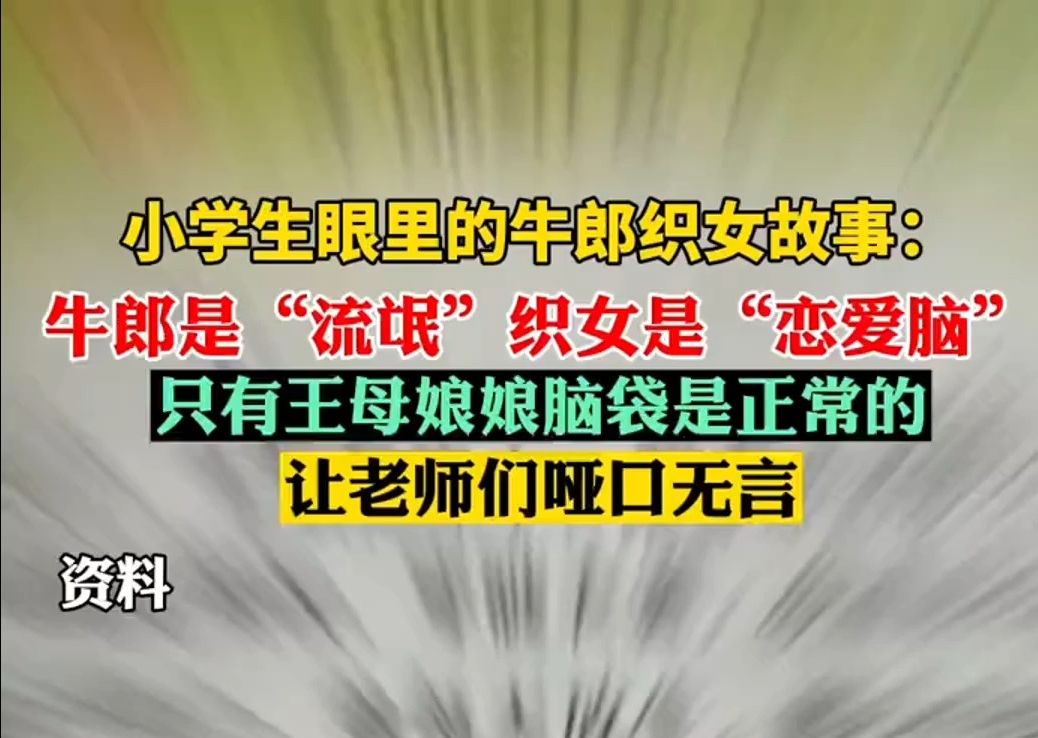 小学生眼里的牛郎织女故事:牛郎是“流氓” 织女是“恋爱脑”,只有王母娘娘脑袋是正常的,让老师们哑口无言.哔哩哔哩bilibili