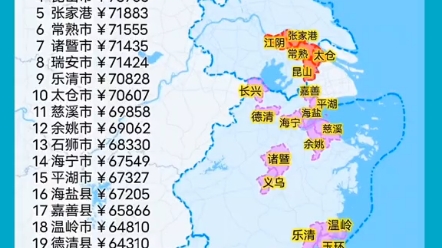 2023年全国人均可支配收入(全体居民)前20县分布,你没看错,前20除了泉州石狮其他都在江浙地区,浙江民富确实全国领先!#数据可视化 #地图知识...