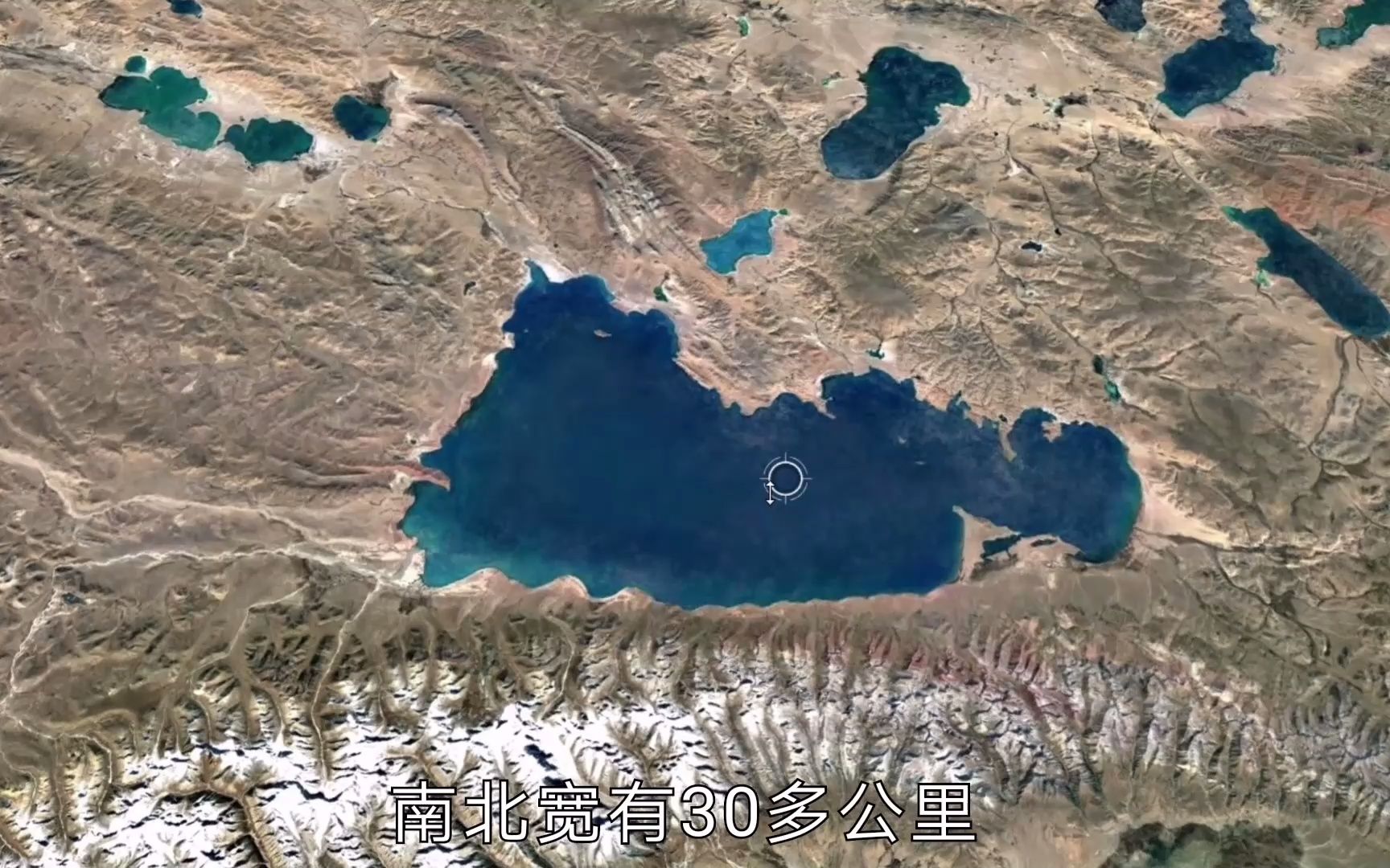 卫星地图看我国西藏三大圣湖之一的纳木错,发现了一个神奇的景观
