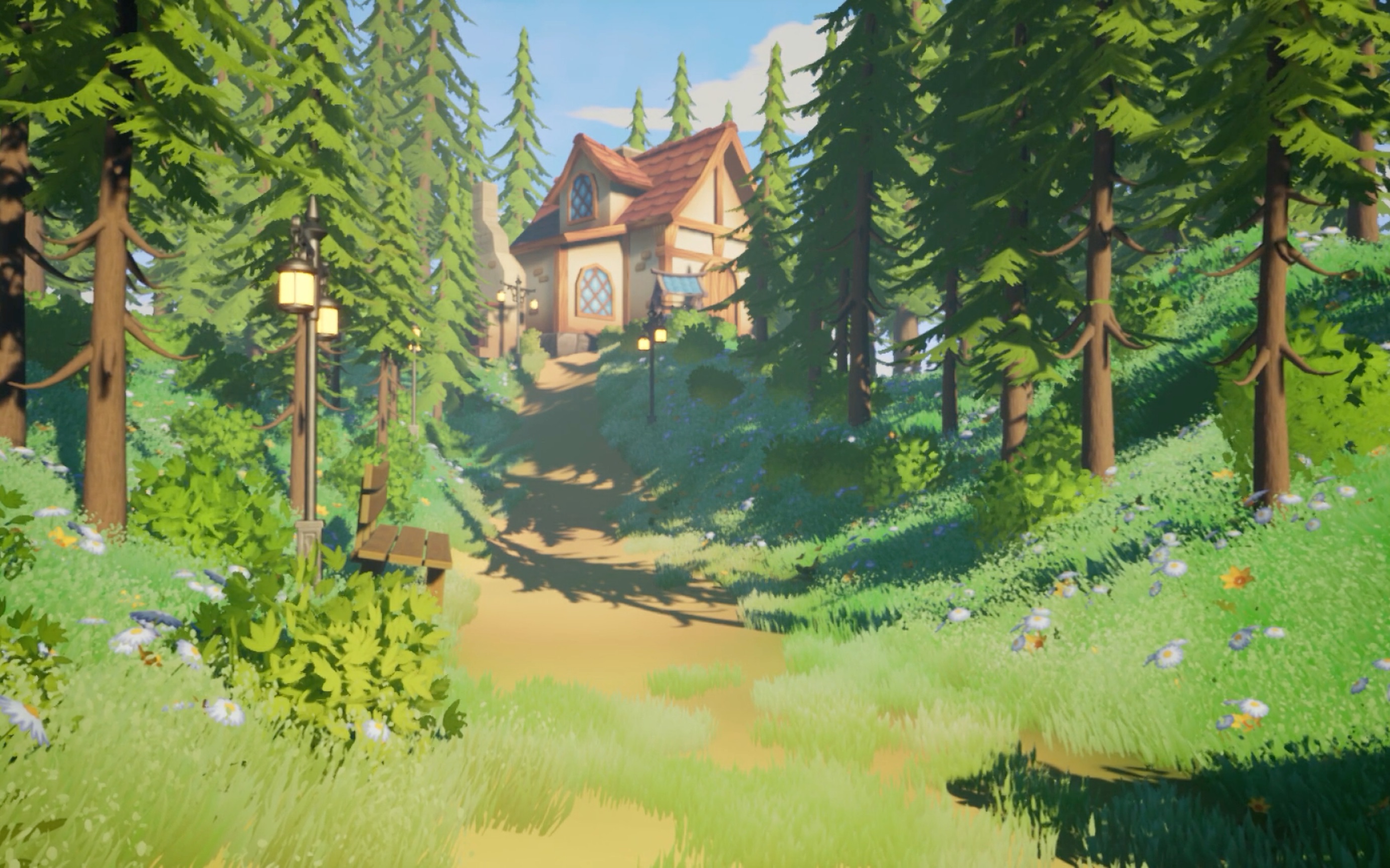 参考原画用ue4搭建的一个风格化小场景,有很多很多很多很多的不足