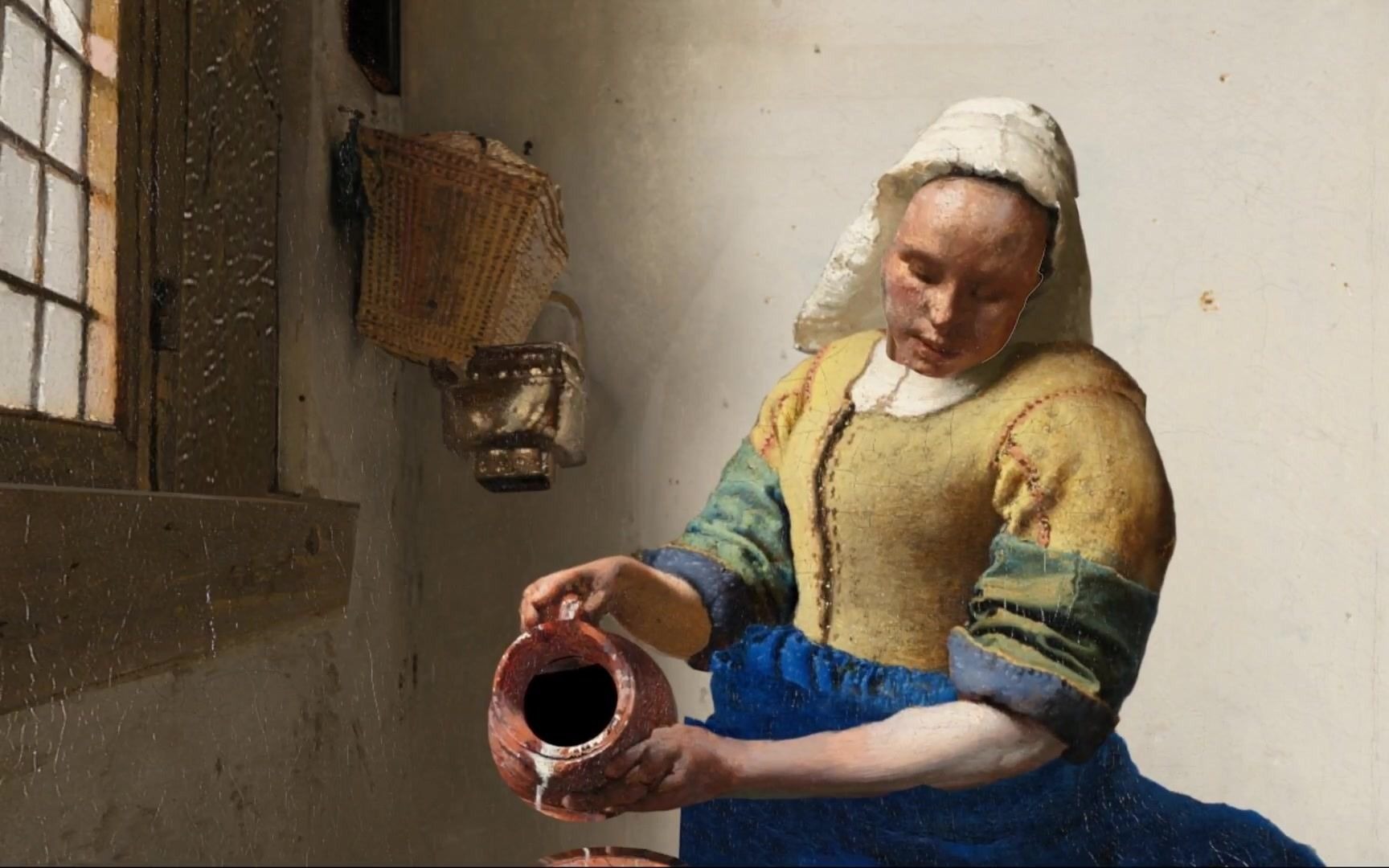 [图]Johannes Vermeer - The Milkmaid 3D animation 维米尔《倒牛奶的女仆》