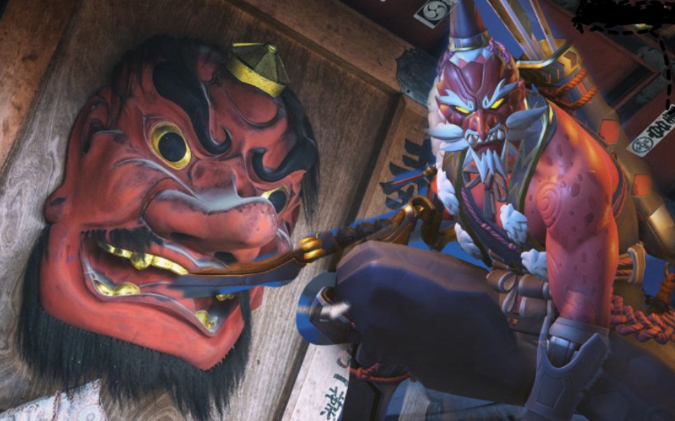 守望先锋万圣节半藏 大天狗 皮肤 手感 针不戳