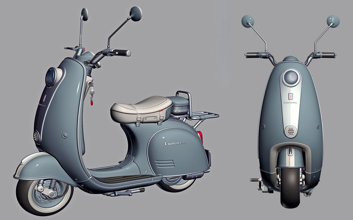 maya场景道具建模:次世代写实道具小电驴模型制作