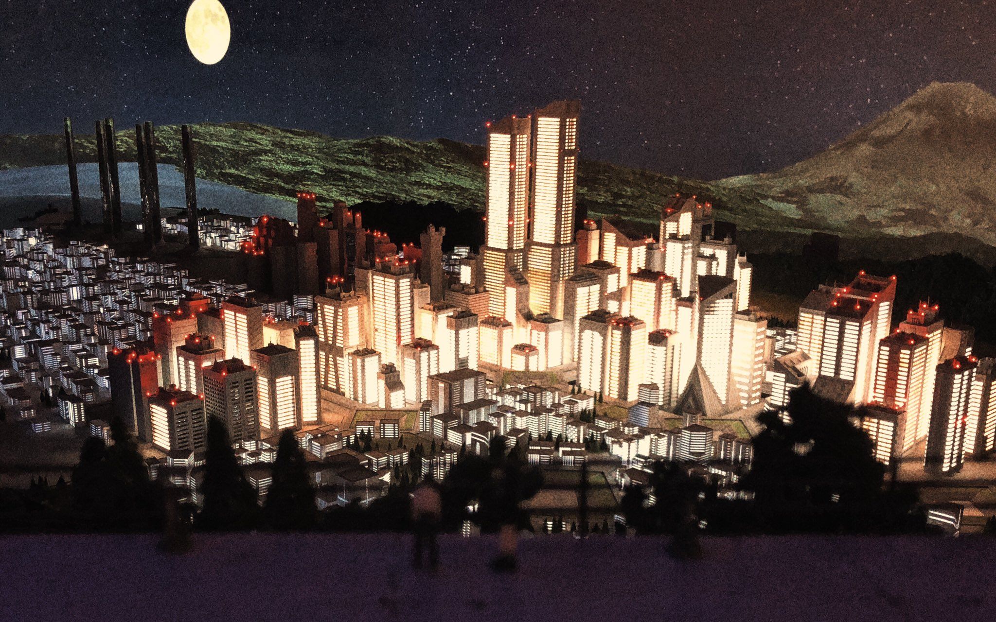 用微缩模型表现初号机发射与第3新东京市