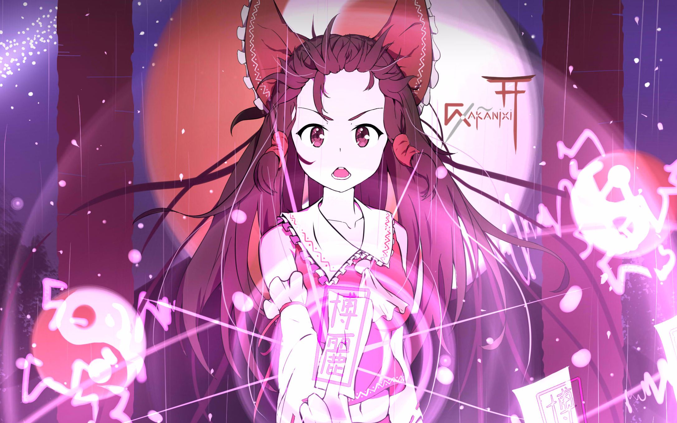 板绘东方project博丽灵梦直播录像符卡特效的盛宴