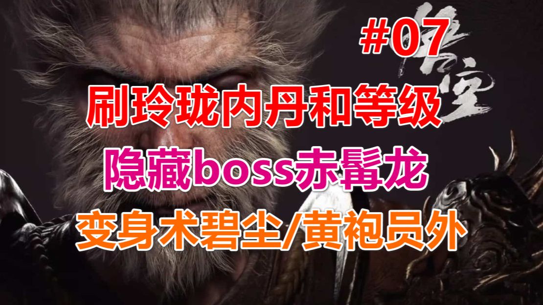 【黑神话:悟空】第二回下 刷玲珑内丹和等级 隐藏boss赤髯龙/变身术碧尘/黄袍员外 第07期单机游戏热门视频