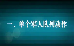 单个军人队列动作教学片