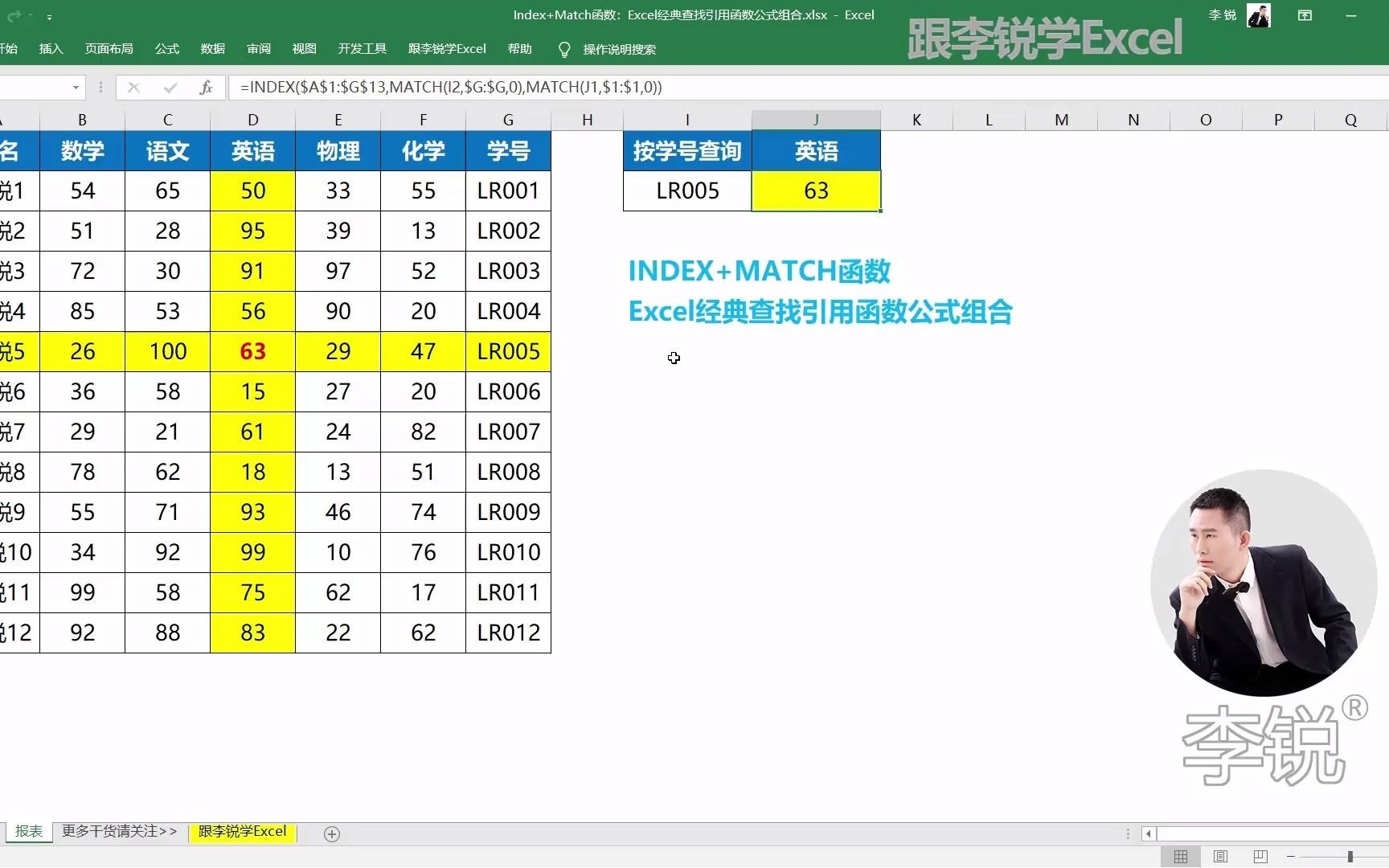 Index+Match函数:Excel经典查找引用函数公式组合哔哩哔哩bilibili