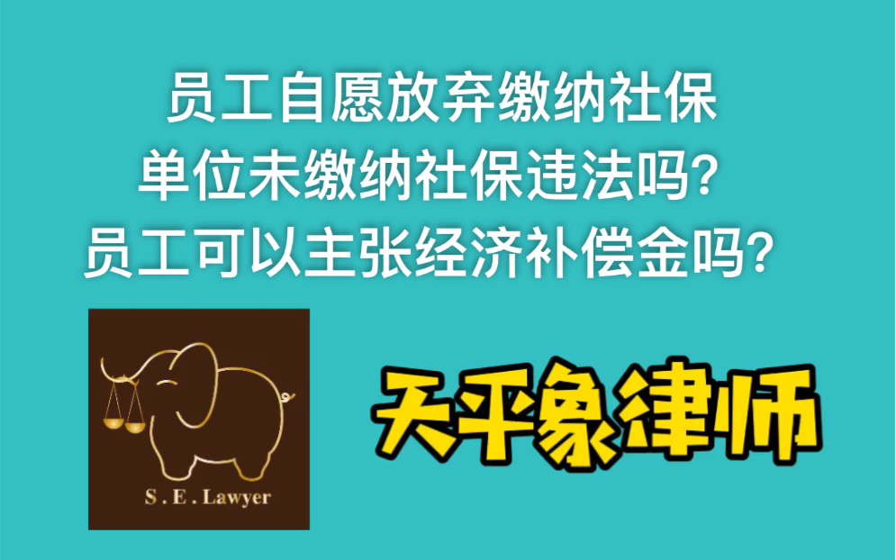 员工自愿放弃缴纳社保的,单位未缴纳社保违法吗?员工可以主张经济补偿金吗?哔哩哔哩bilibili