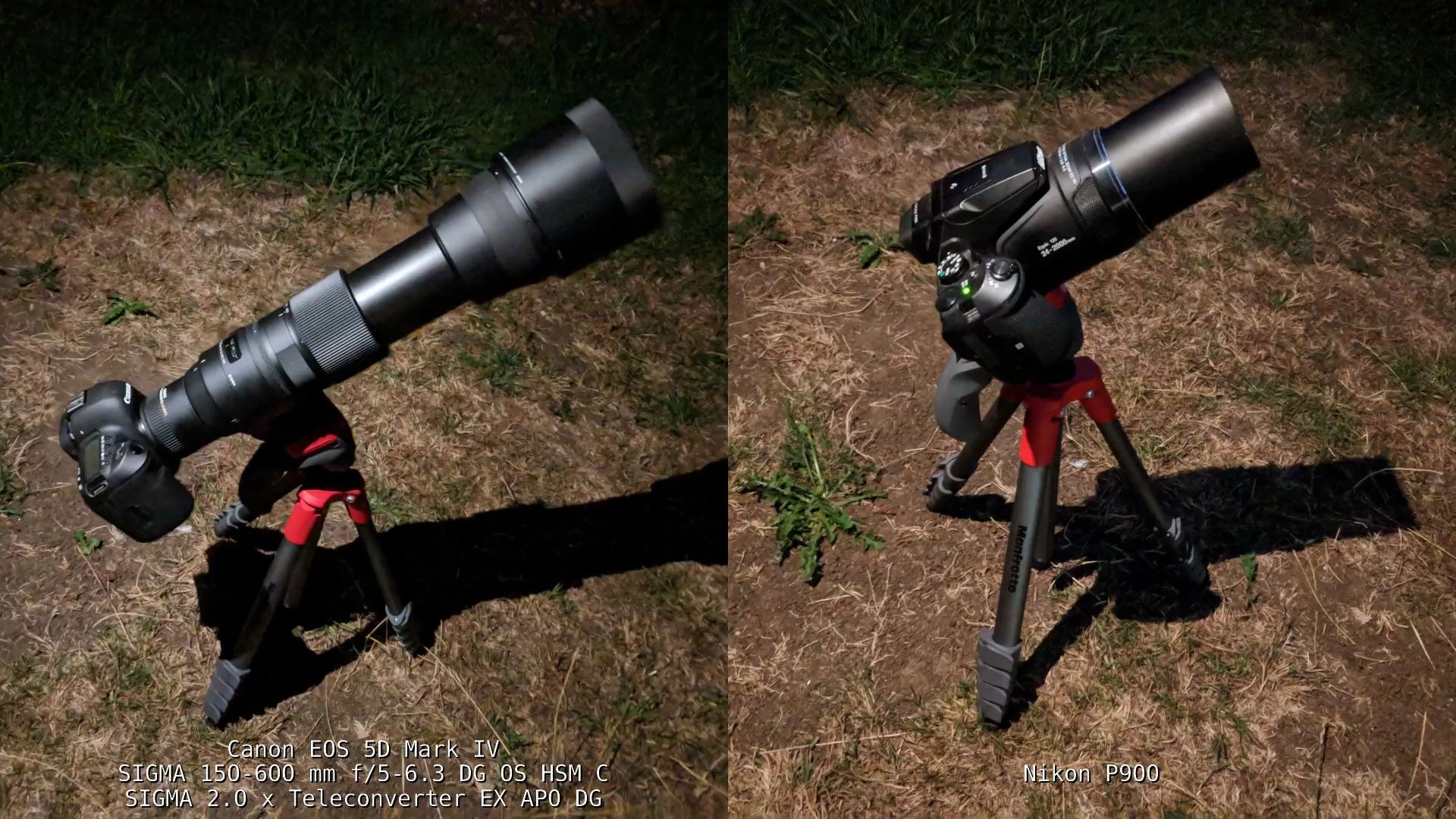佳能5d4适马150600mmvs尼康p900s拍月亮