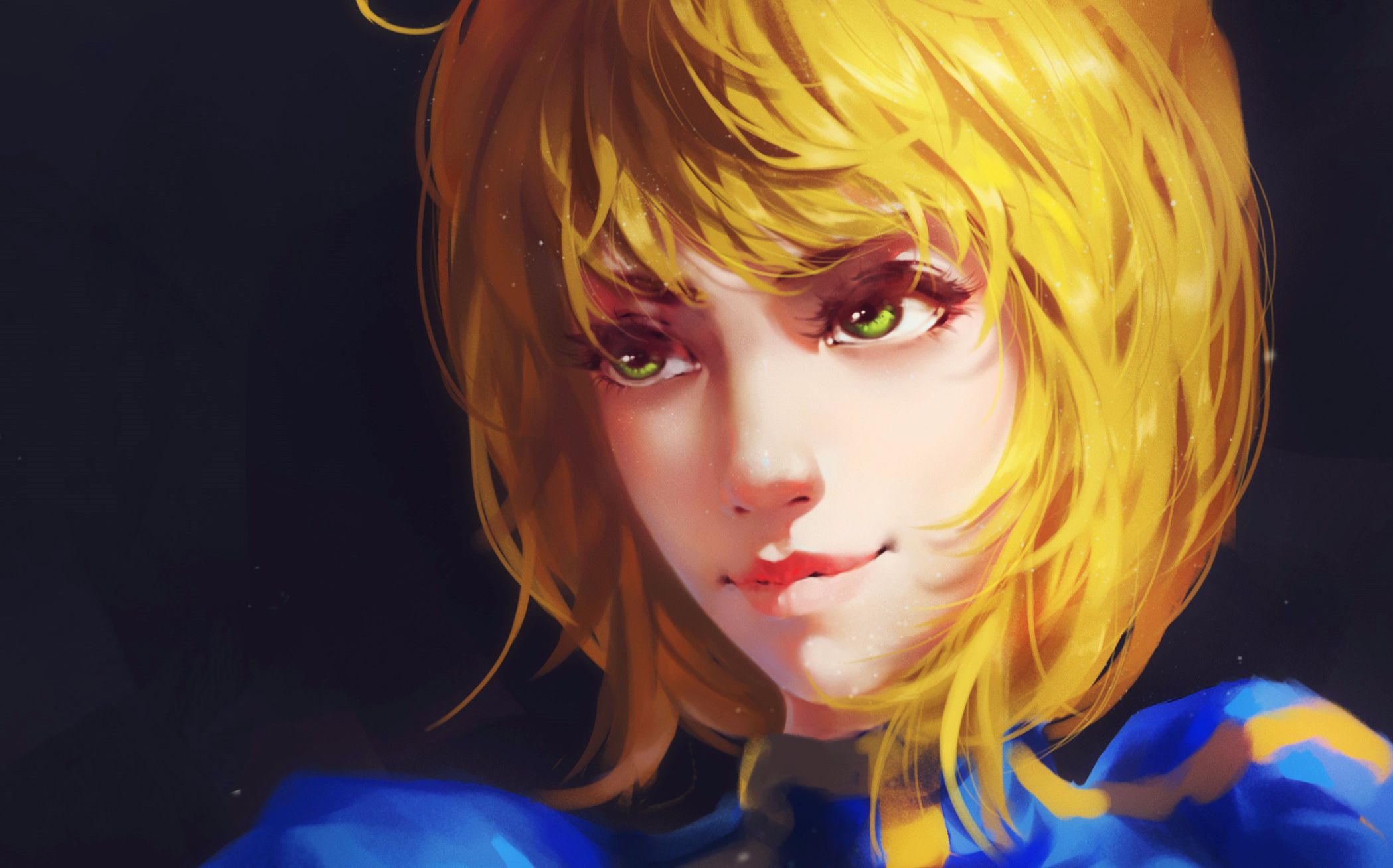 【厚涂】saber的整容过程_(:з」∠)_【ps板绘过程】