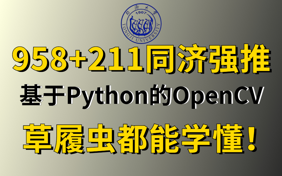 [图]【课件+代码】985211同济大佬强推，基于Python的OpenCV入门到实战！草履虫都能学懂！-人工智能丨计算机视觉丨深度学习丨图像处理