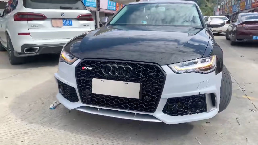 奥迪a6升级rs6包围 led鱼骨大灯 #奥迪a6l #老款改新款