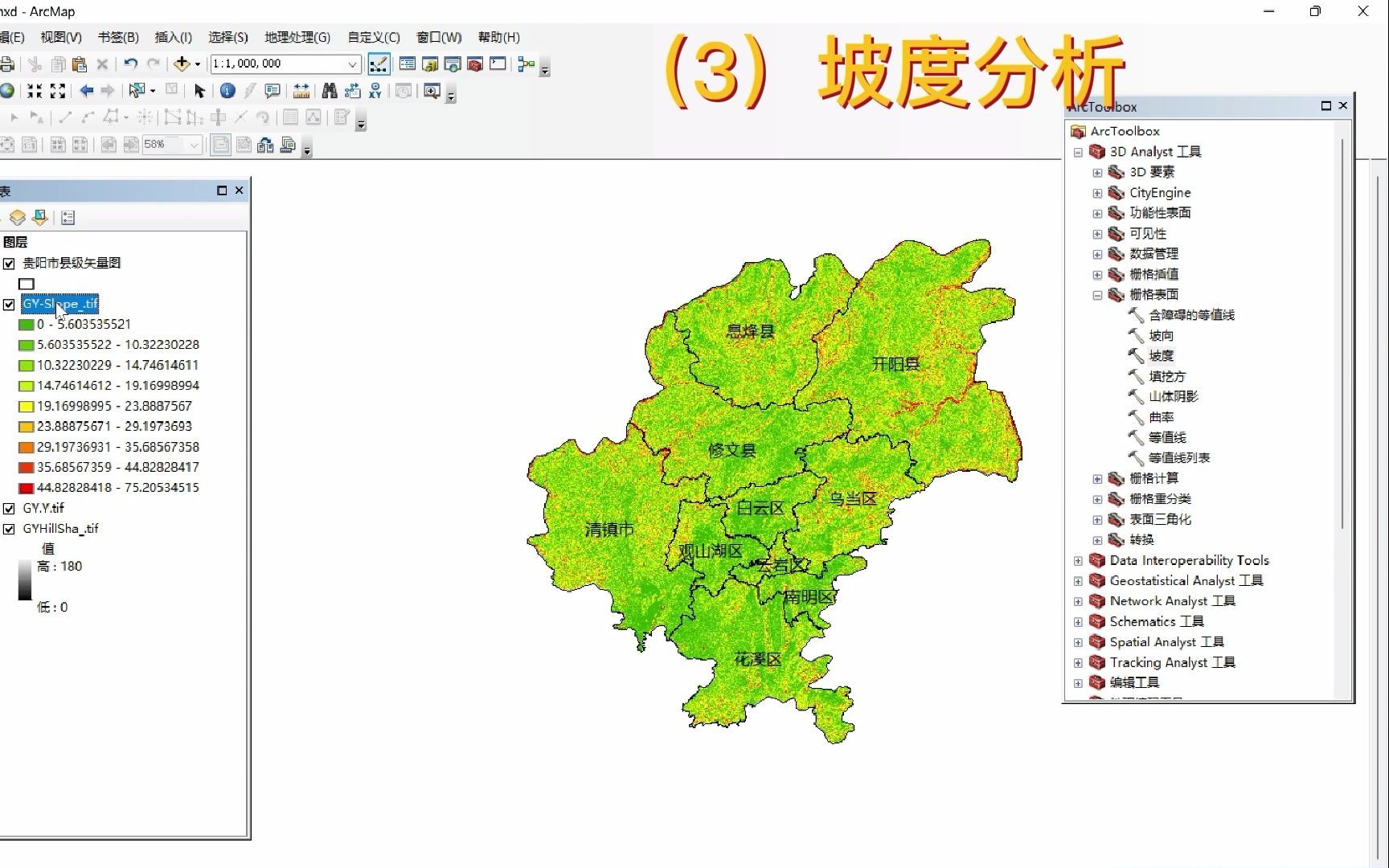 DEM系列教程| 第二节:利用GIS进行等高线、坡度、坡向分析、山体阴影、剖面图等分析详细教程哔哩哔哩bilibili